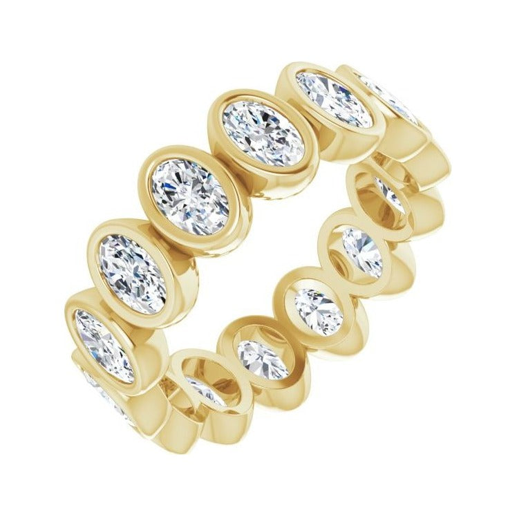 Sapphire Row Lab-Grown Diamond Oval Bezel Band - 10K Yellow Gold, 7.25
