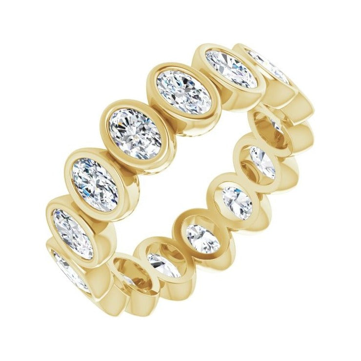 Sapphire Row Lab-Grown Diamond Oval Bezel Band - 10K Yellow Gold, 8.75