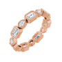 Sapphire Row Natural Diamond Oval & Emerald-Cut Bezel Band - 14K Rose Gold, Emerald 3.75 × 2.5 mm · 1 1/2 ctw