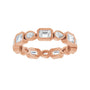 Sapphire Row Natural Diamond Oval & Emerald-Cut Bezel Band - 14K Rose Gold, Emerald 3.75 × 2.5 mm · 1 1/2 ctw (view 3)