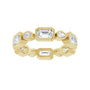 Sapphire Row Natural Diamond Oval & Emerald-Cut Bezel Band - 14K Yellow Gold, Emerald 5 × 3 mm · 2 3/8 ctw (view 3)