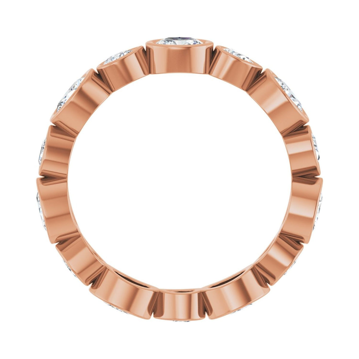 Sapphire Row Natural Diamond Oval & Emerald-Cut Bezel Band - 14K Rose Gold, Oval 4 × 3 mm · 1 1/2 ctw (view 2)