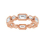 Sapphire Row Natural Diamond Oval & Emerald-Cut Bezel Band - 14K Rose Gold, Emerald 5 × 3 mm · 2 3/8 ctw (view 3)