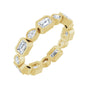 Sapphire Row Natural Diamond Oval & Emerald-Cut Bezel Band - 14K Yellow Gold, Emerald 3.75 × 2.5 mm · 1 1/2 ctw