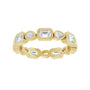 Sapphire Row Natural Diamond Oval & Emerald-Cut Bezel Band - 14K Yellow Gold, Emerald 3.75 × 2.5 mm · 1 1/2 ctw (view 3)