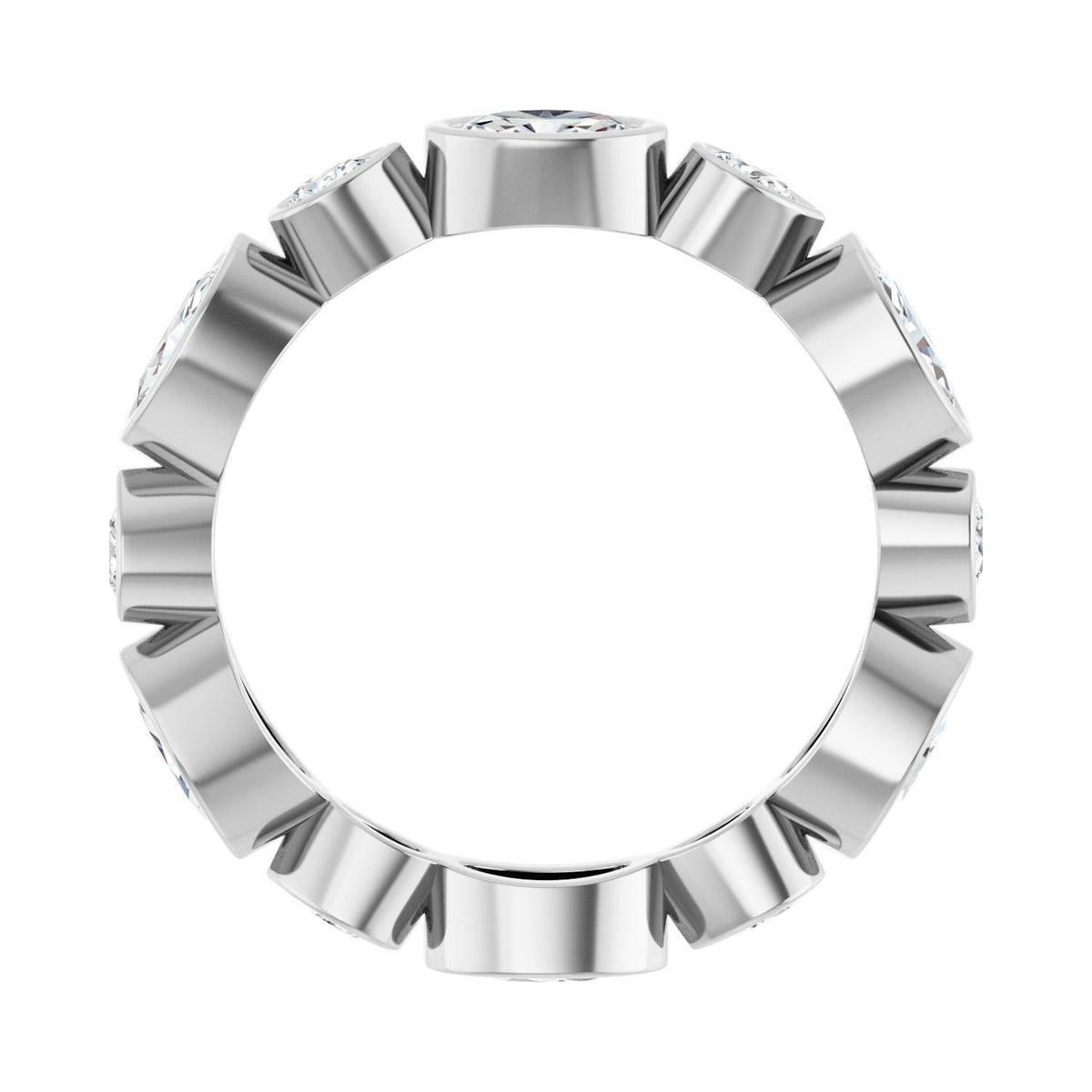 Sapphire Row Natural Diamond Oval & Emerald-Cut Bezel Band - Platinum, Oval 5 × 3 mm · 1 3/4 ctw (view 2)