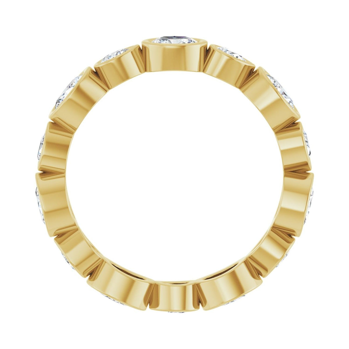 Sapphire Row Natural Diamond Oval & Emerald-Cut Bezel Band - 14K Yellow Gold, Oval 4 × 3 mm · 1 1/2 ctw (view 2)