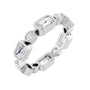 Sapphire Row Lab-Grown Diamond Oval & Emerald-Cut Bezel Band - 14K White Gold, Emerald 5 × 3 mm · 2 1/6 ctw