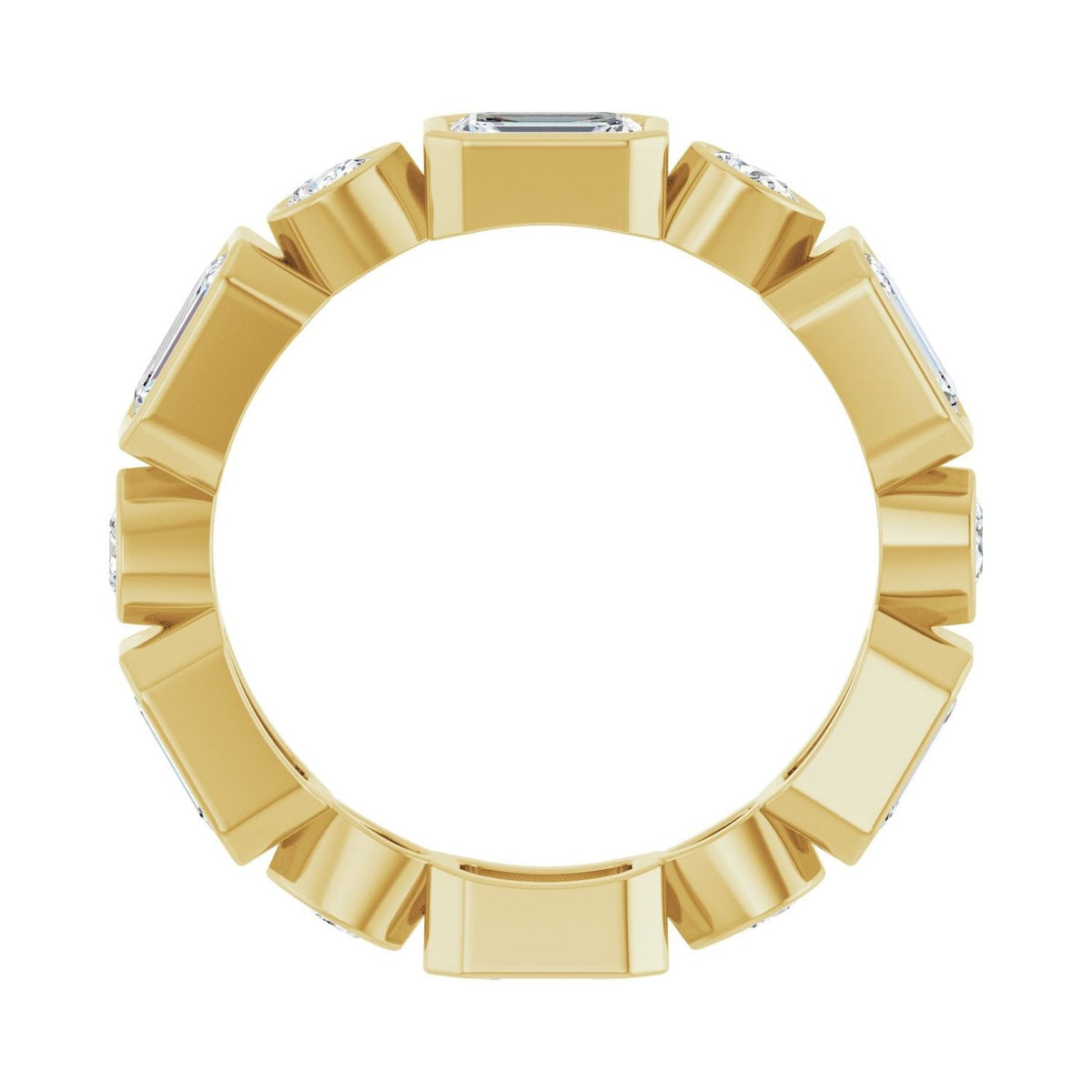 Sapphire Row Lab-Grown Diamond Oval & Emerald-Cut Bezel Band - 14K Yellow Gold, Emerald 5 × 3 mm · 2 1/6 ctw (view 2)