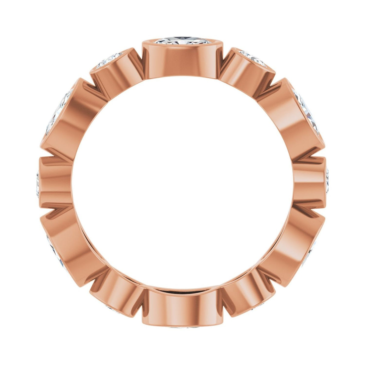 Sapphire Row Lab-Grown Diamond Oval & Emerald-Cut Bezel Band - 14K Rose Gold, Oval 5 × 3 mm · 1 3/4 ctw (view 2)