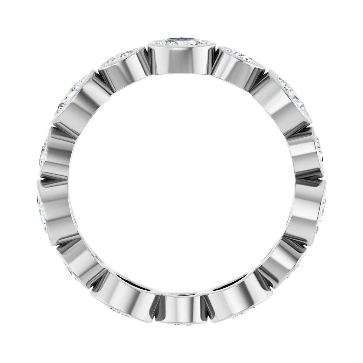 Sapphire Row Lab-Grown Diamond Oval & Emerald-Cut Bezel Band - 14K White Gold, Oval 4 × 3 mm · 1 1/2 ctw (view 2)