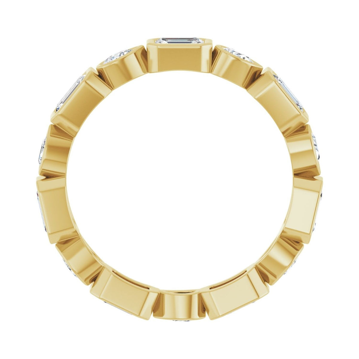 Sapphire Row Lab-Grown Diamond Oval & Emerald-Cut Bezel Band - 14K Yellow Gold, Emerald 3.75 × 2.5 mm · 1 1/2 ctw (view 2)