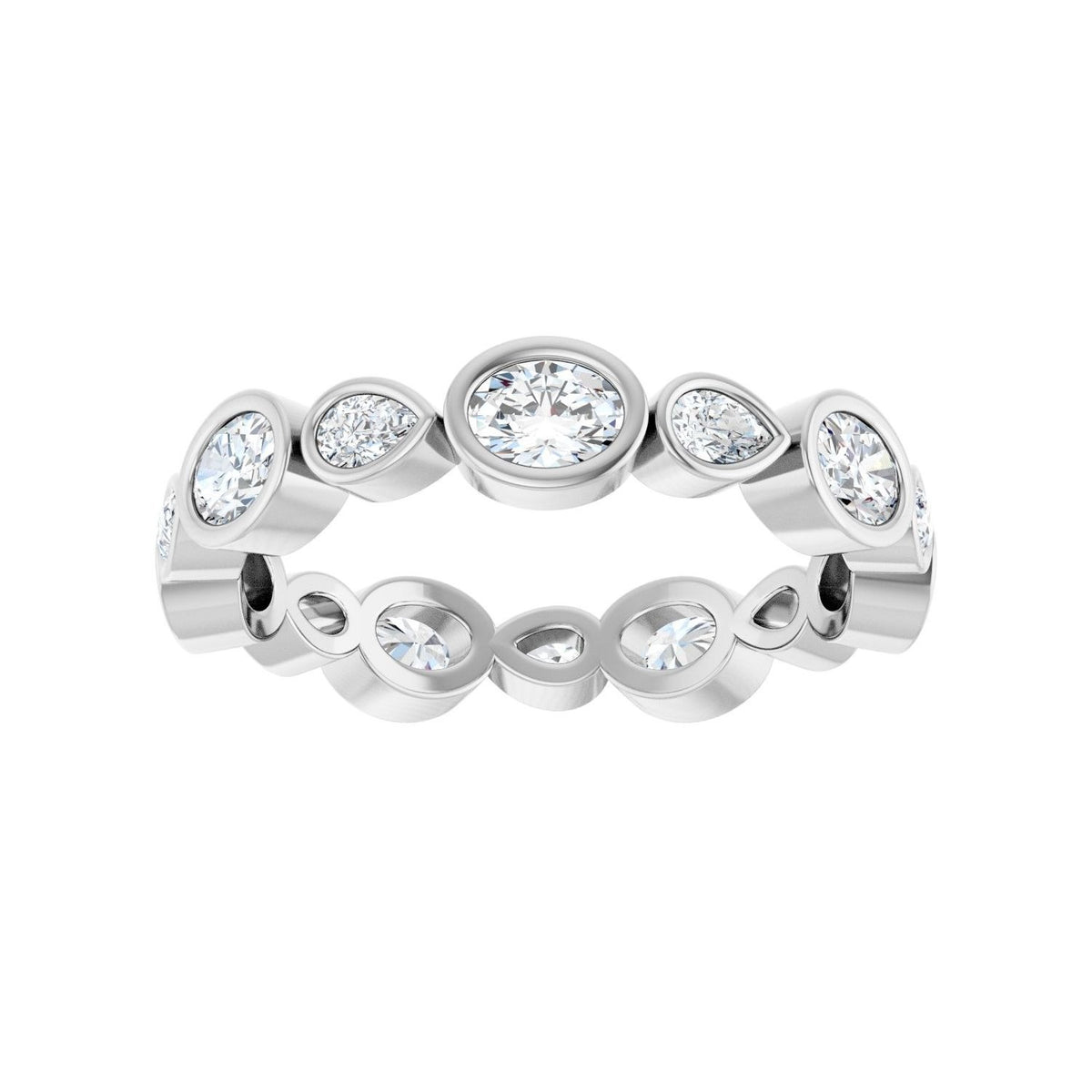 Sapphire Row Lab-Grown Diamond Oval & Emerald-Cut Bezel Band - Platinum, Oval 4 × 3 mm · 1 1/2 ctw (view 3)