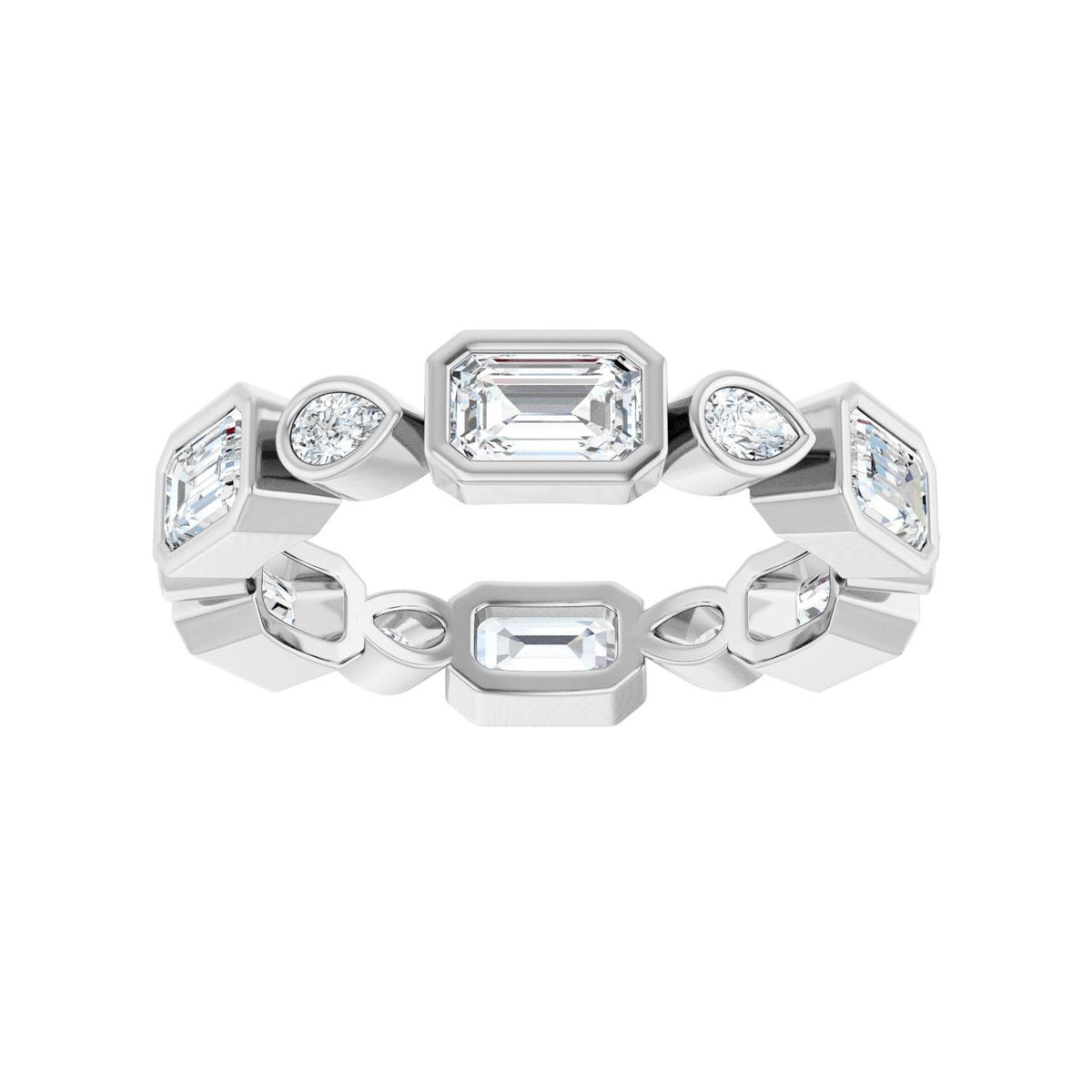 Sapphire Row Lab-Grown Diamond Oval & Emerald-Cut Bezel Band - Platinum, Emerald 5 × 3 mm · 2 1/6 ctw (view 3)