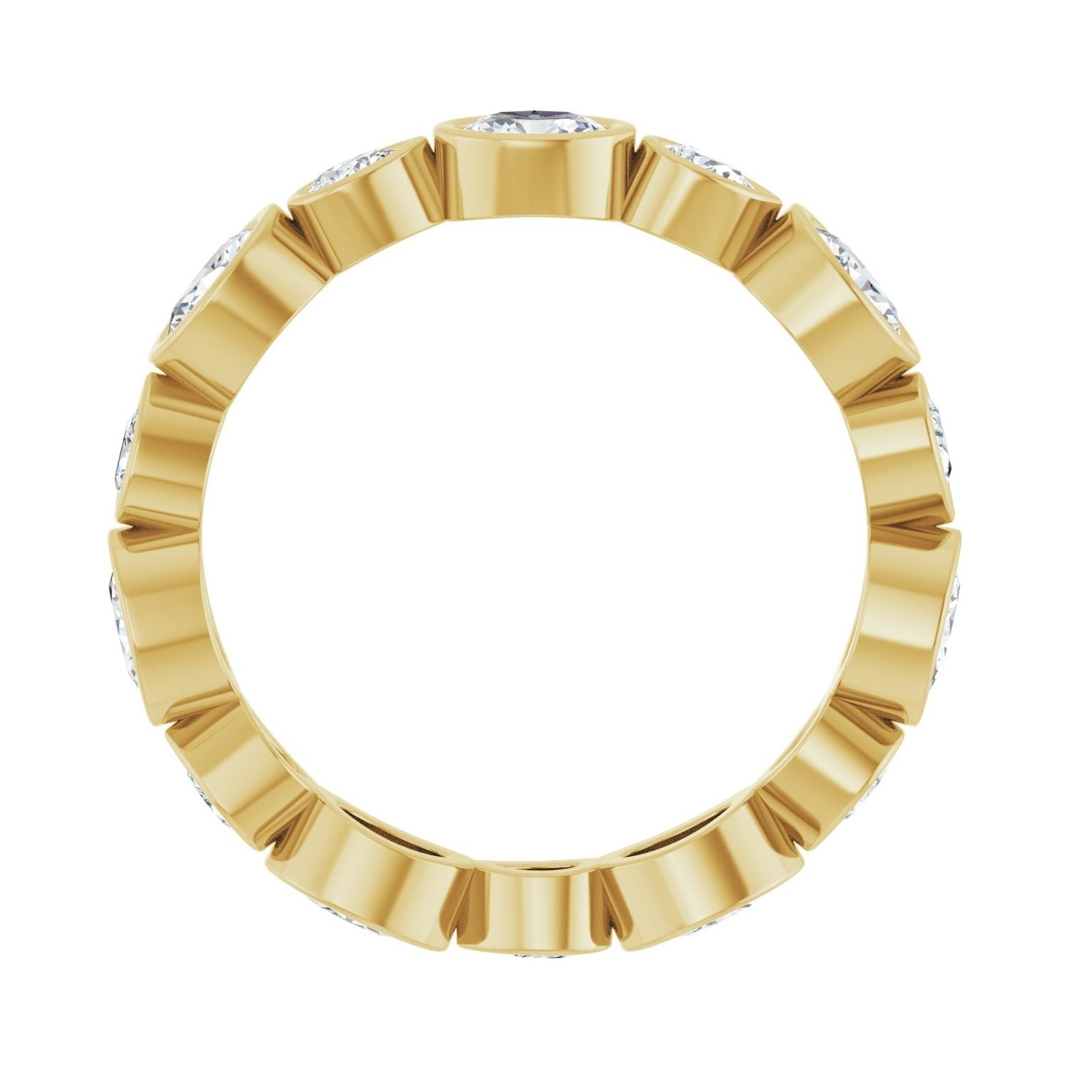 Sapphire Row Lab-Grown Diamond Oval & Emerald-Cut Bezel Band - 14K Yellow Gold, Oval 4 × 3 mm · 1 1/2 ctw (view 2)