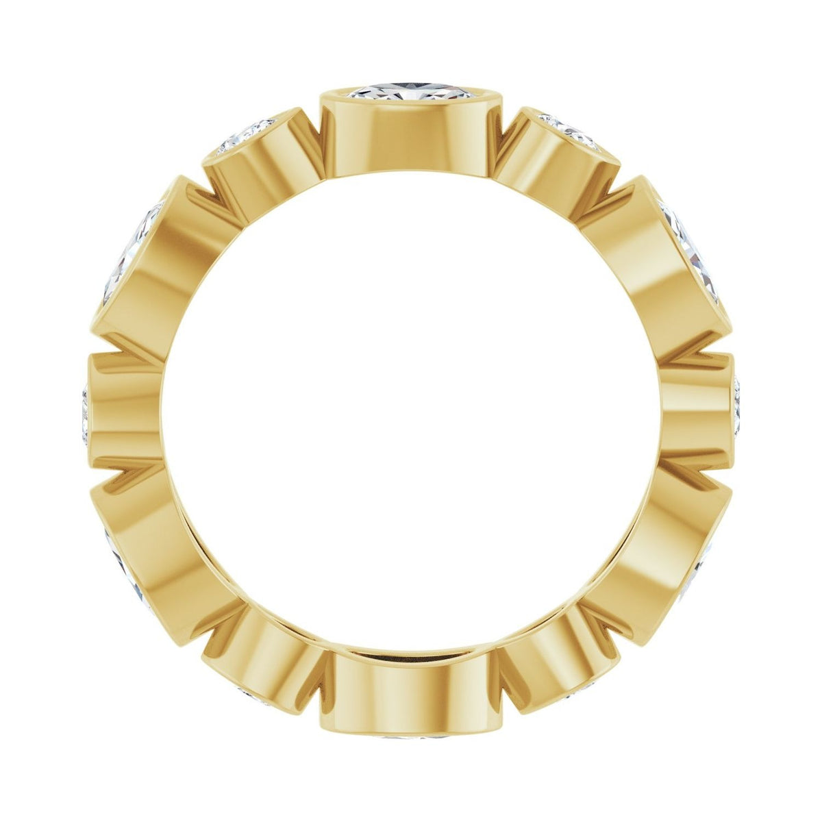 Sapphire Row Lab-Grown Diamond Oval & Emerald-Cut Bezel Band - 14K Yellow Gold, Oval 5 × 3 mm · 1 3/4 ctw (view 2)