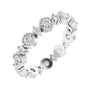 Sapphire Row Natural Diamond Beaded Halo Eternity Band - 14K White Gold, 5