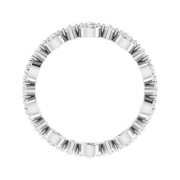 Sapphire Row Natural Diamond Beaded Halo Eternity Band - 14K White Gold, 5 (view 2)