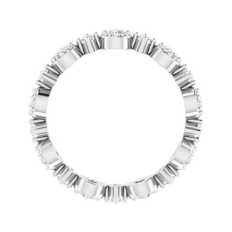 Sapphire Row Natural Diamond Beaded Halo Eternity Band - Platinum, 4.5 (view 2)