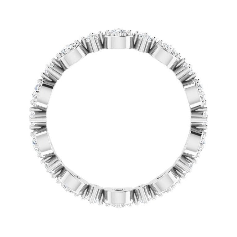Sapphire Row Natural Diamond Beaded Halo Eternity Band - Platinum, 5.5 (view 2)