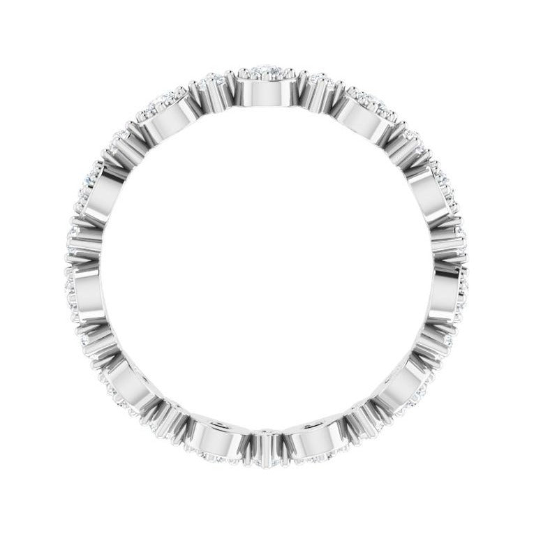 Sapphire Row Natural Diamond Beaded Halo Eternity Band - Platinum, 7.5 (view 2)