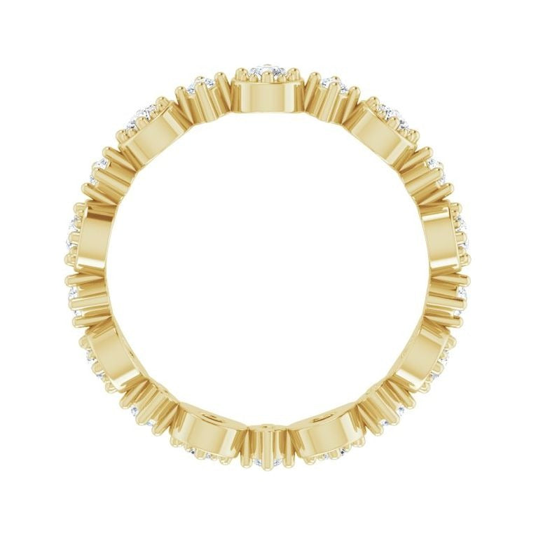 Sapphire Row Natural Diamond Beaded Halo Eternity Band - 14K Yellow Gold, 4.5 (view 2)