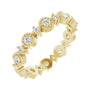 Sapphire Row Natural Diamond Beaded Halo Eternity Band - 14K Yellow Gold, 5.5