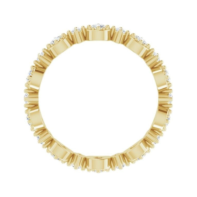 Sapphire Row Natural Diamond Beaded Halo Eternity Band - 14K Yellow Gold, 5.5 (view 2)