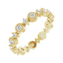 Sapphire Row Natural Diamond Beaded Halo Eternity Band - 14K Yellow Gold, 6.5