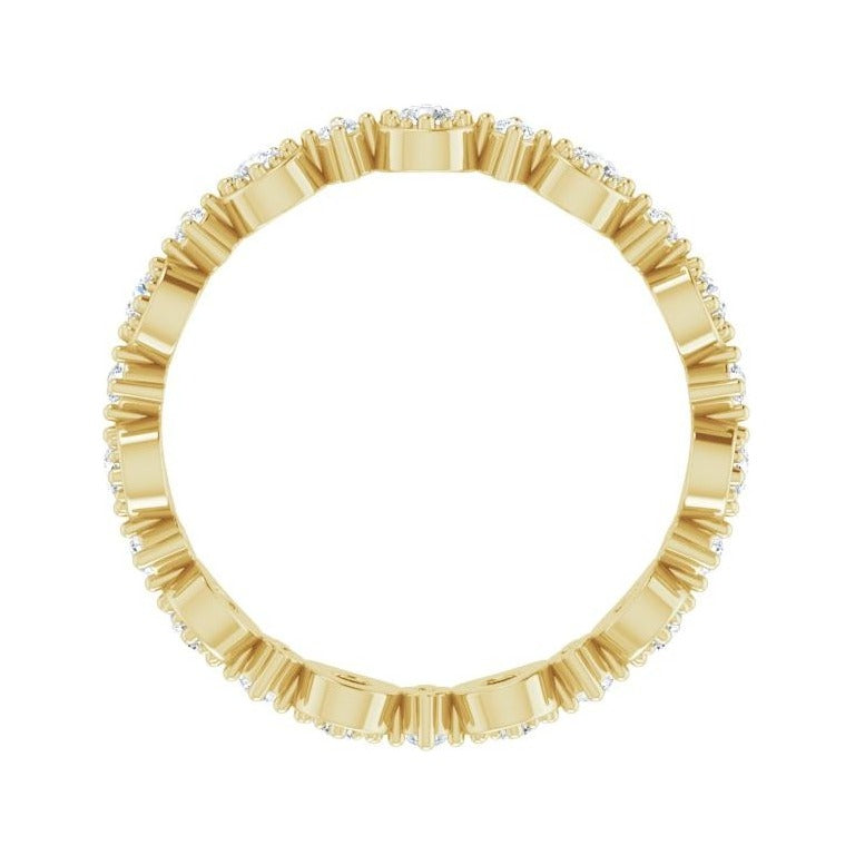 Sapphire Row Natural Diamond Beaded Halo Eternity Band - 14K Yellow Gold, 7.5 (view 2)