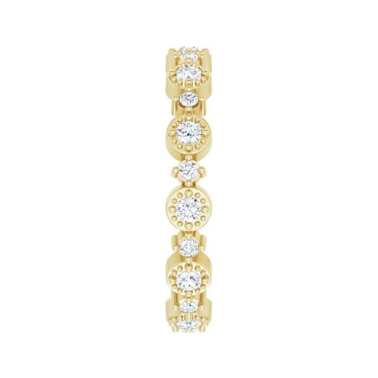 Sapphire Row Natural Diamond Beaded Halo Eternity Band - 14K Yellow Gold, 7.5 (view 3)