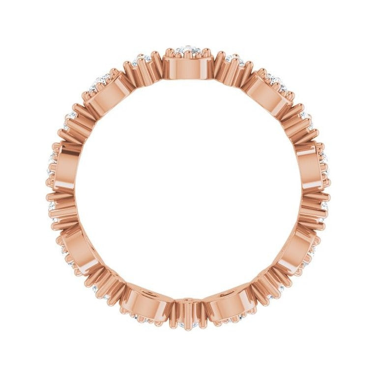 Sapphire Row Natural Diamond Beaded Halo Eternity Band - 14K Rose Gold, 4.5 (view 2)