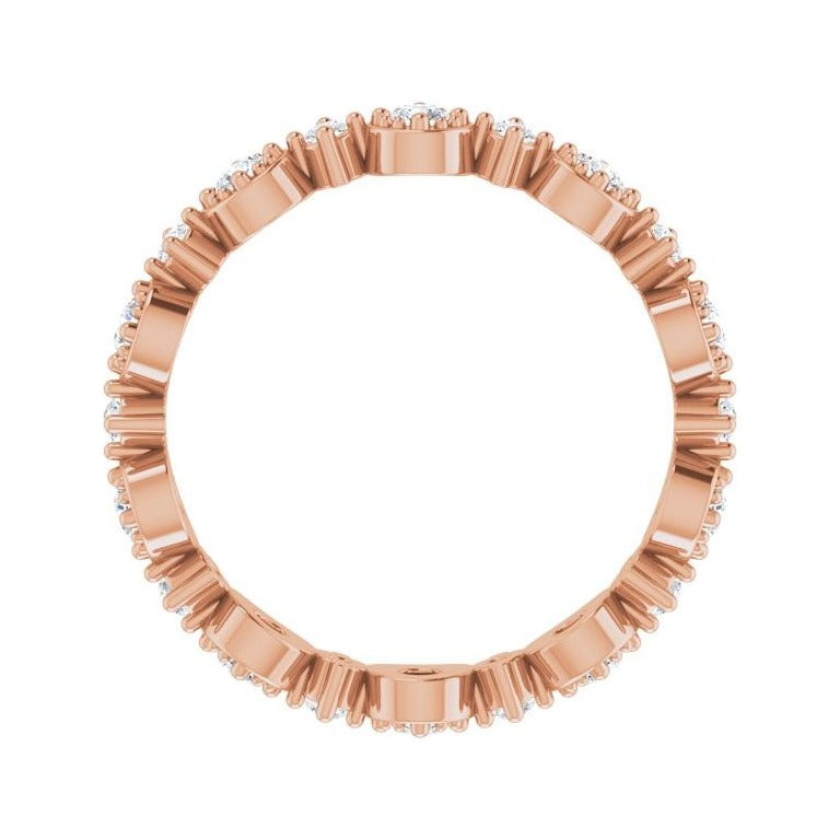 Sapphire Row Natural Diamond Beaded Halo Eternity Band - 14K Rose Gold, 5.5 (view 2)