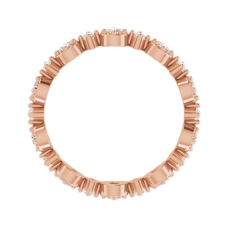 Sapphire Row Natural Diamond Beaded Halo Eternity Band - 14K Rose Gold, 6.5 (view 2)