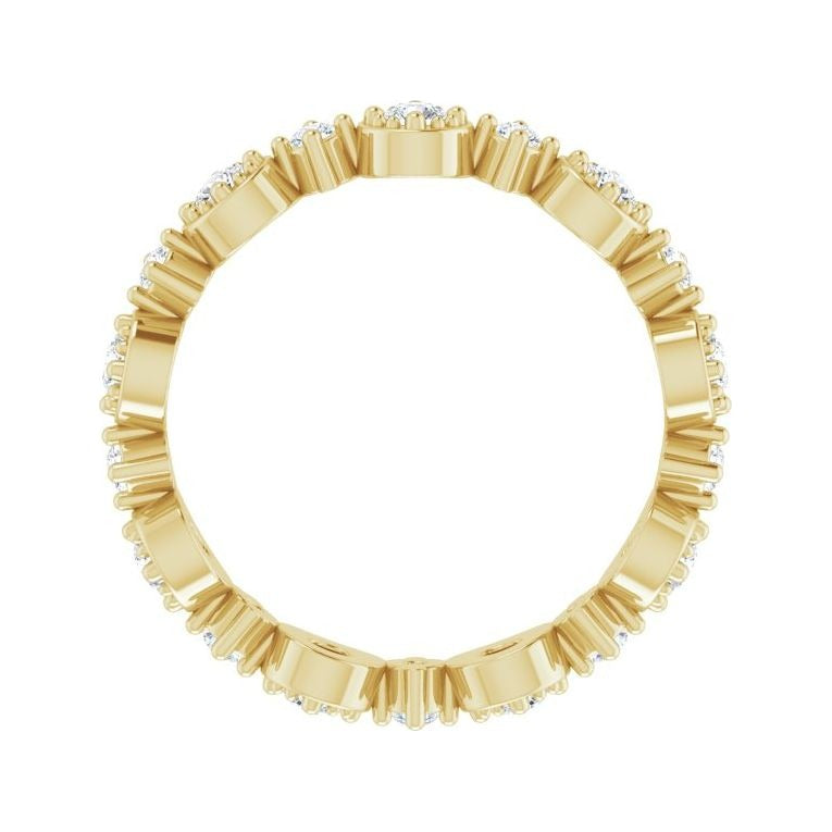 Sapphire Row Natural Diamond Beaded Halo Eternity Band - 14K Yellow Gold, 4 (view 2)