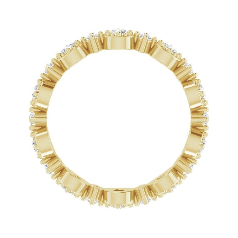 Sapphire Row Natural Diamond Beaded Halo Eternity Band - 14K Yellow Gold, 5 (view 2)