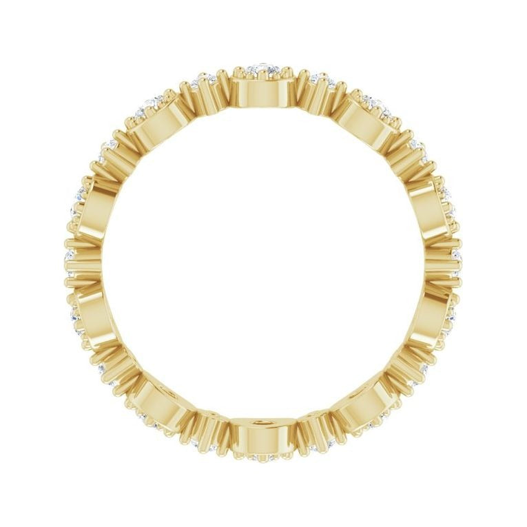 Sapphire Row Natural Diamond Beaded Halo Eternity Band - 14K Yellow Gold, 6 (view 2)