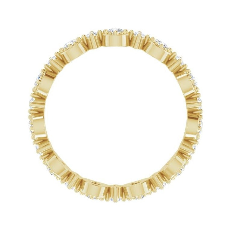 Sapphire Row Natural Diamond Beaded Halo Eternity Band - 14K Yellow Gold, 7 (view 2)