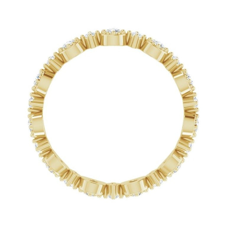 Sapphire Row Natural Diamond Beaded Halo Eternity Band - 14K Yellow Gold, 8 (view 2)