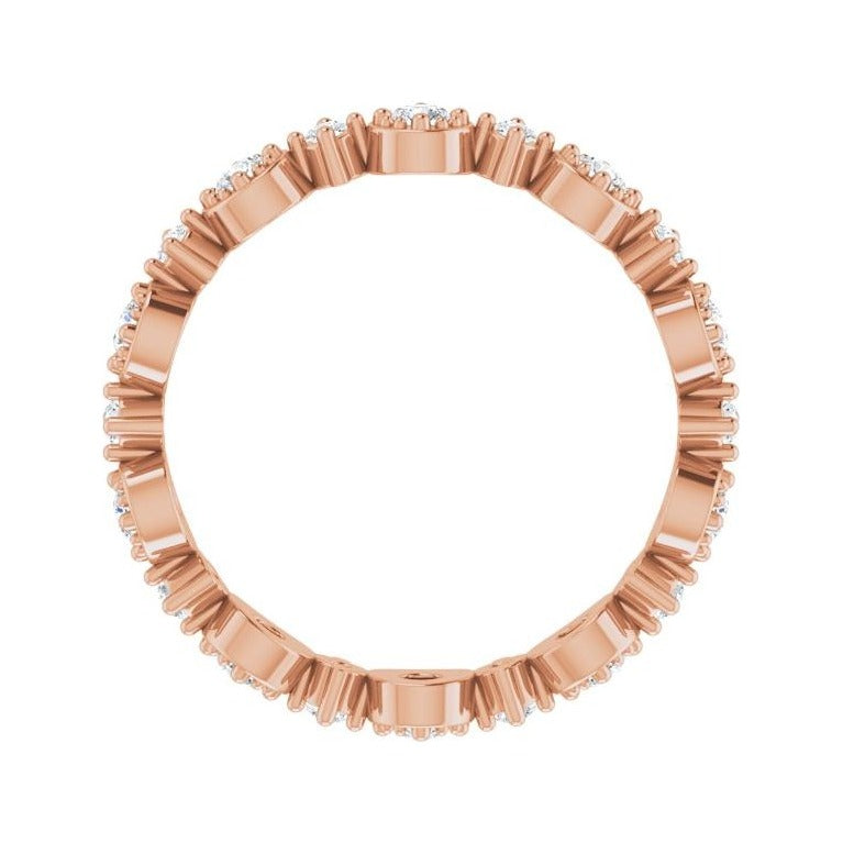 Sapphire Row Natural Diamond Beaded Halo Eternity Band - 14K Rose Gold, 6 (view 2)