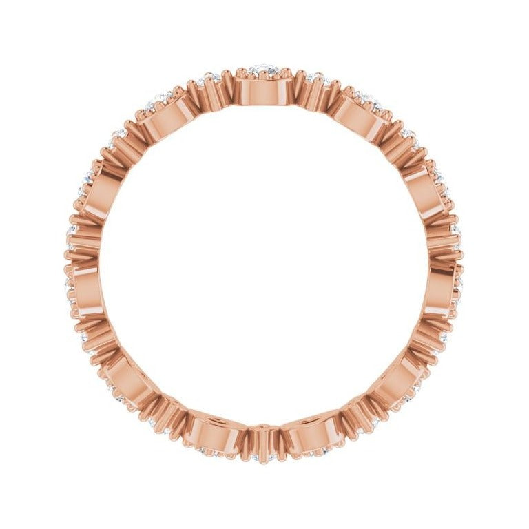 Sapphire Row Natural Diamond Beaded Halo Eternity Band - 14K Rose Gold, 8 (view 2)