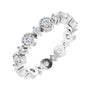 Sapphire Row Natural Diamond Beaded Halo Eternity Band - 14K White Gold, 5.5