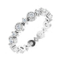 Sapphire Row Natural Diamond Beaded Halo Eternity Band - 14K White Gold, 6.5