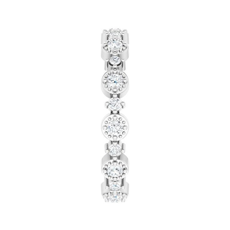 Sapphire Row Natural Diamond Beaded Halo Eternity Band - 14K White Gold, 7.5 (view 3)