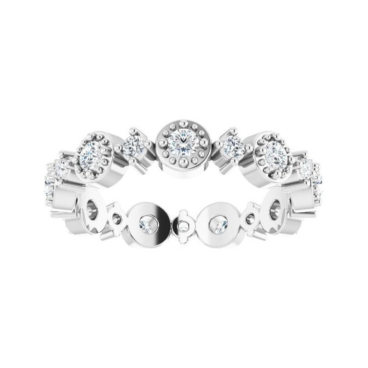 Sapphire Row Natural Diamond Beaded Halo Eternity Band - Platinum, 4 (view 3)