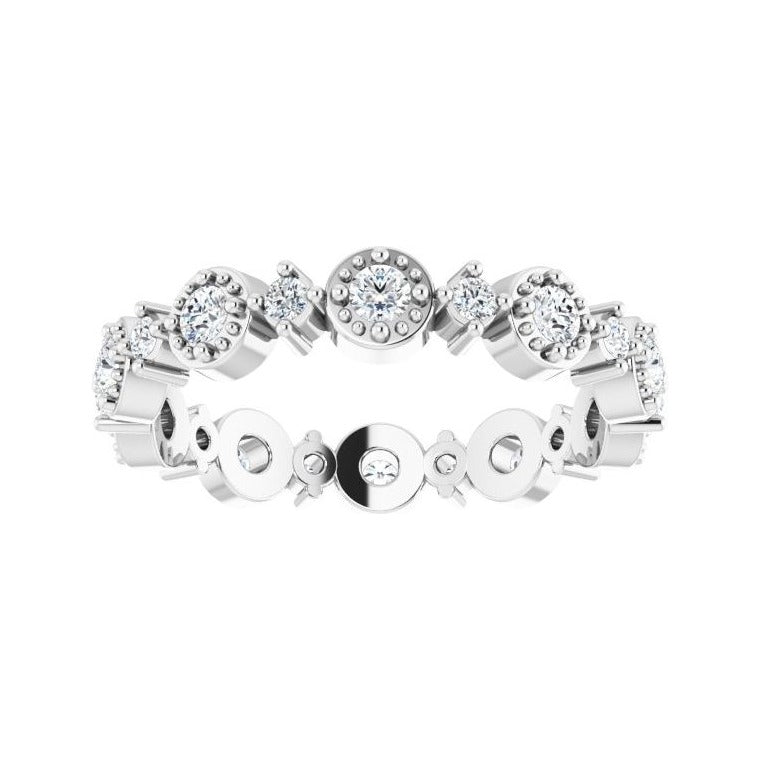 Sapphire Row Natural Diamond Beaded Halo Eternity Band - Platinum, 5 (view 3)