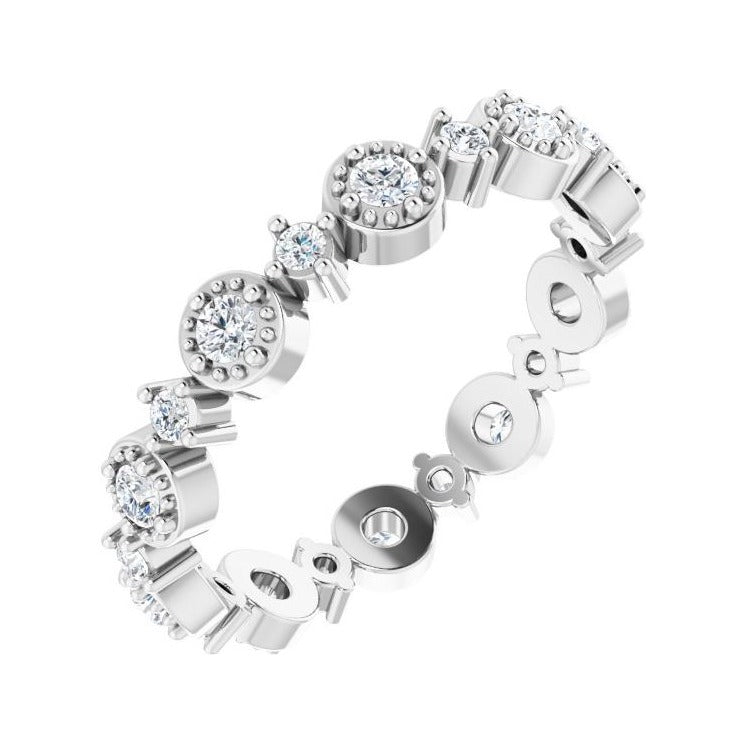 Sapphire Row Natural Diamond Beaded Halo Eternity Band - Platinum, 6