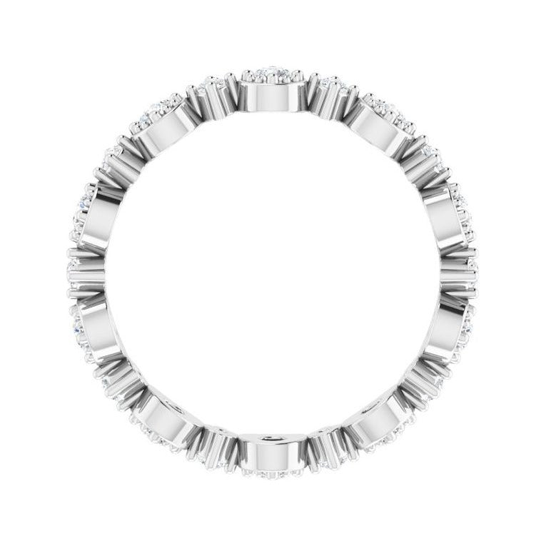 Sapphire Row Natural Diamond Beaded Halo Eternity Band - Platinum, 6 (view 2)