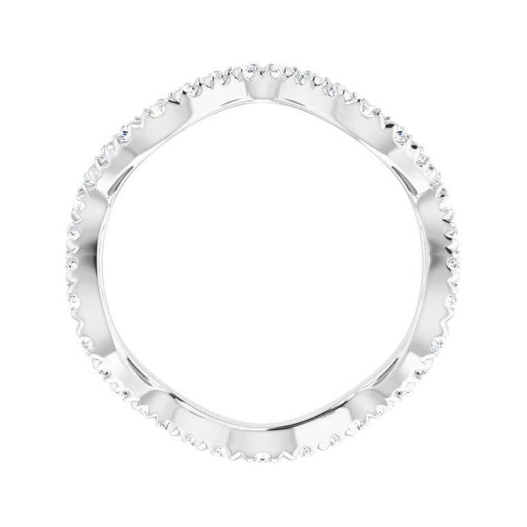 Sapphire Row Natural Diamond French-Set Wave Eternity Band - 14K White Gold, 4 (view 2)