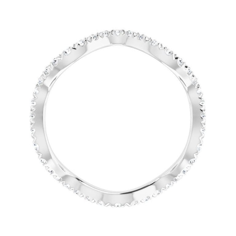 Sapphire Row Natural Diamond French-Set Wave Eternity Band - 14K White Gold, 6 (view 2)